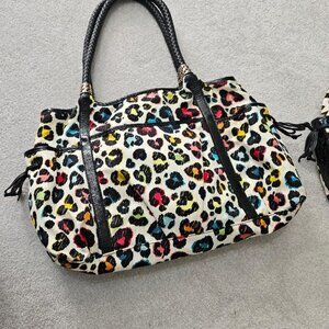 Brighton Colorful Leopard Print Tote with Black Accents